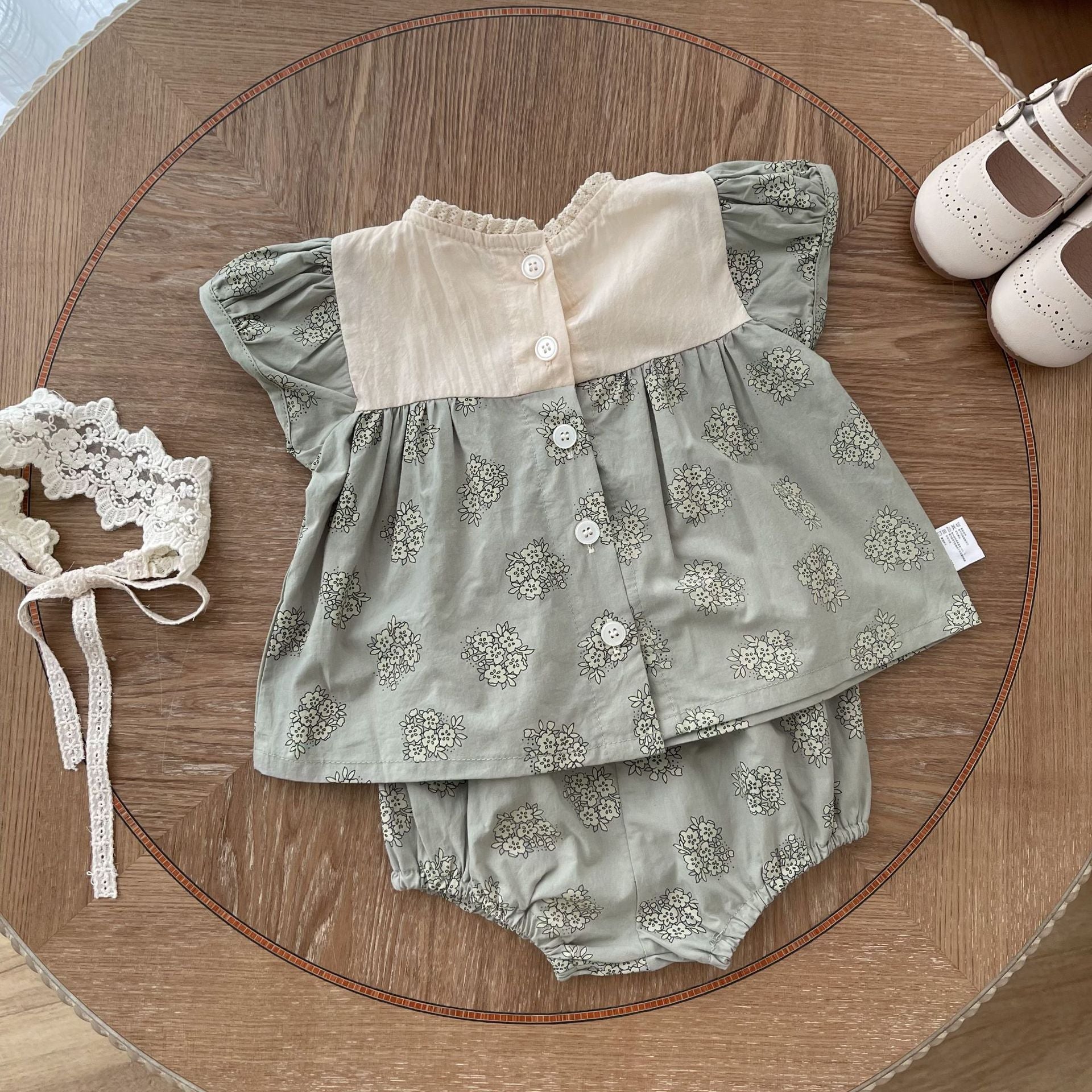 【BABY】春、夏グリーンツーピース 花柄セットアップ CawaKomostore