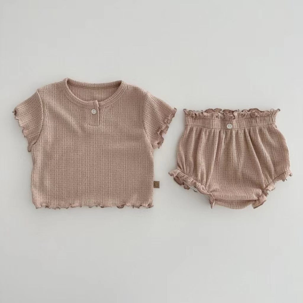 【BABY】半袖くすみパステルレース2点セット CawaKomostore