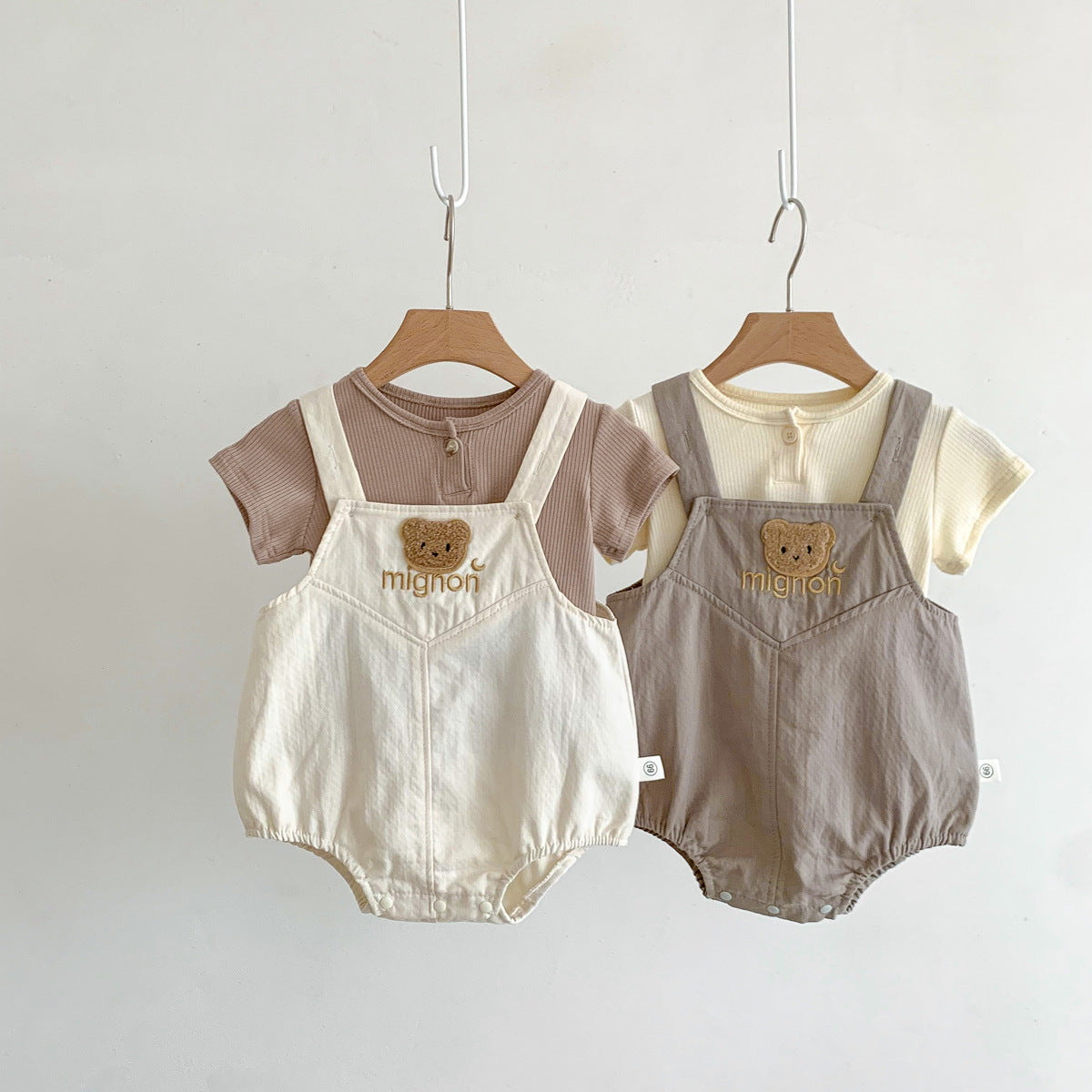 【BABY】くまワッペンサロペット ＆ リブトップス CawaKomostore