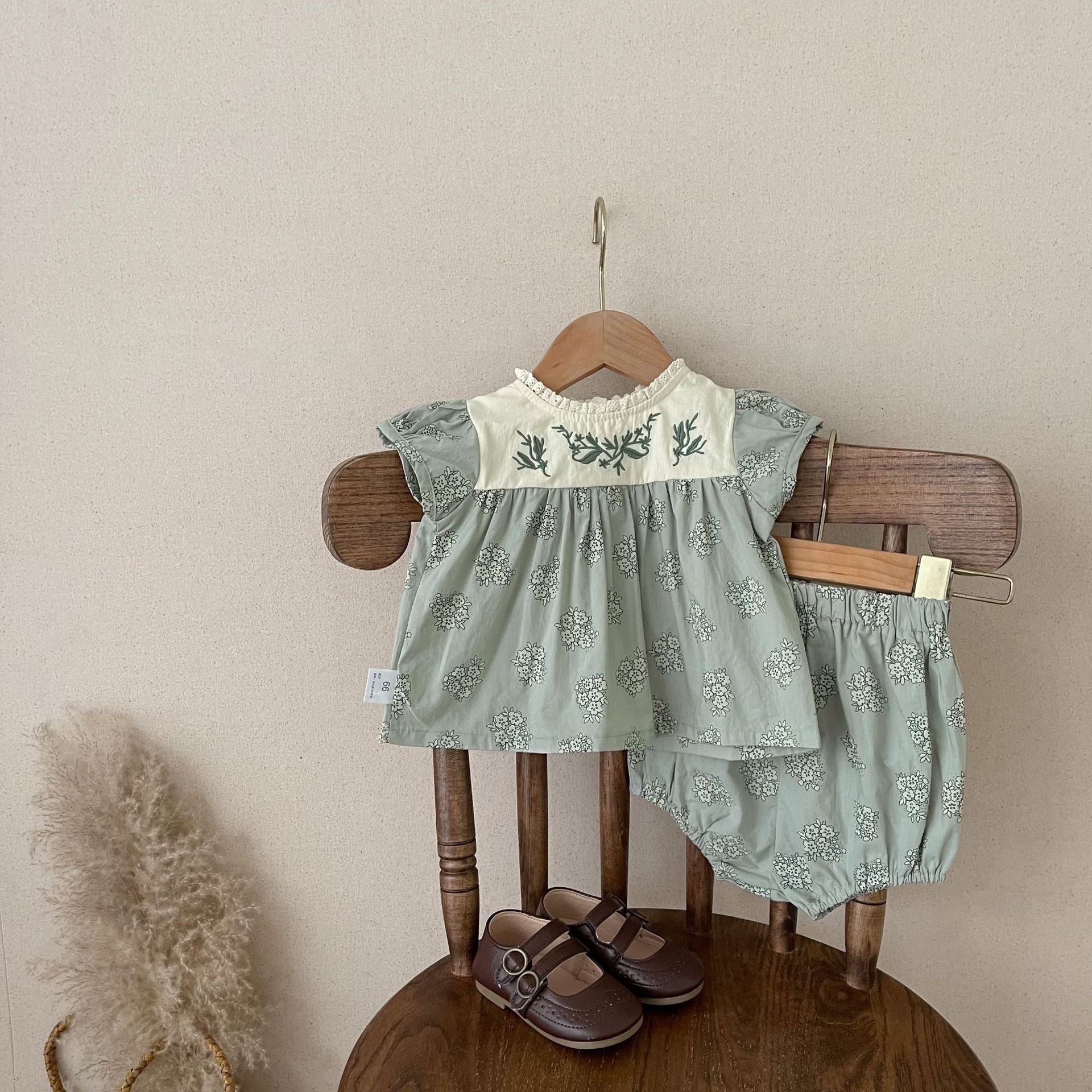 【BABY】春、夏グリーンツーピース 花柄セットアップ CawaKomostore