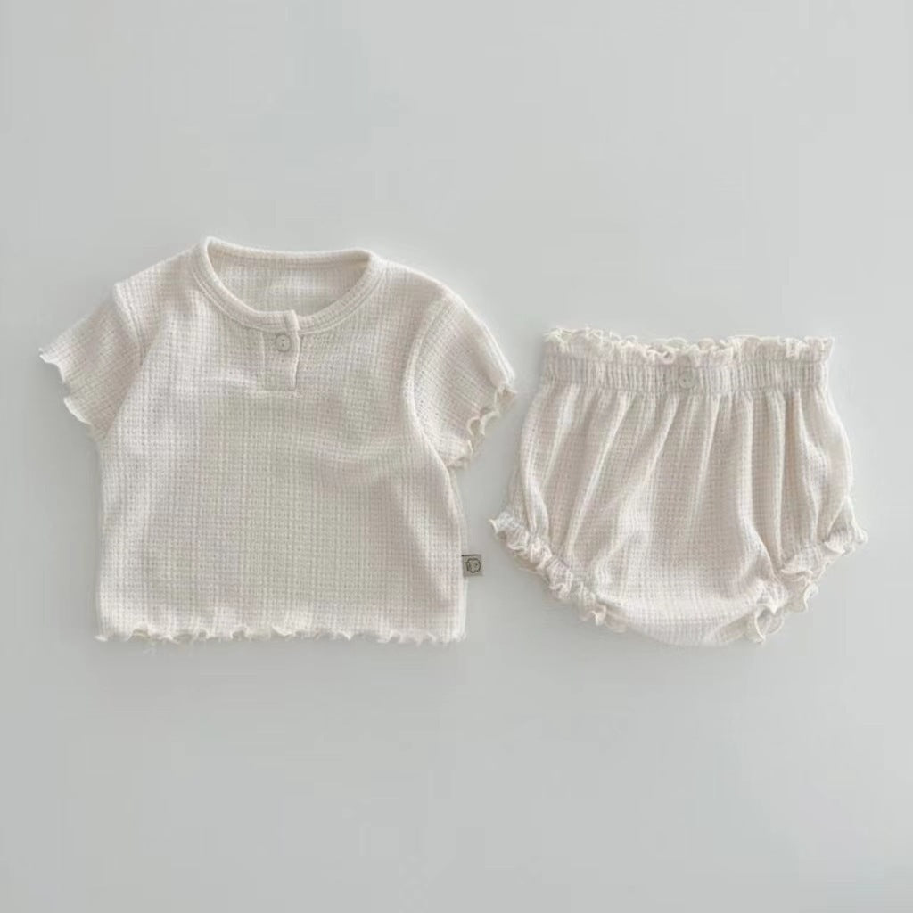 【BABY】半袖くすみパステルレース2点セット CawaKomostore