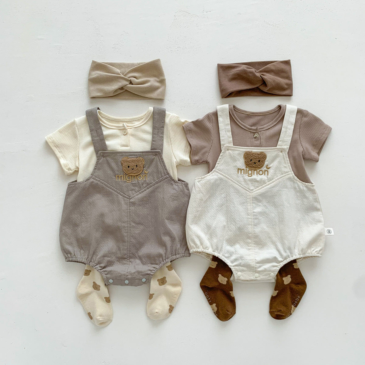 【BABY】くまワッペンサロペット ＆ リブトップス CawaKomostore
