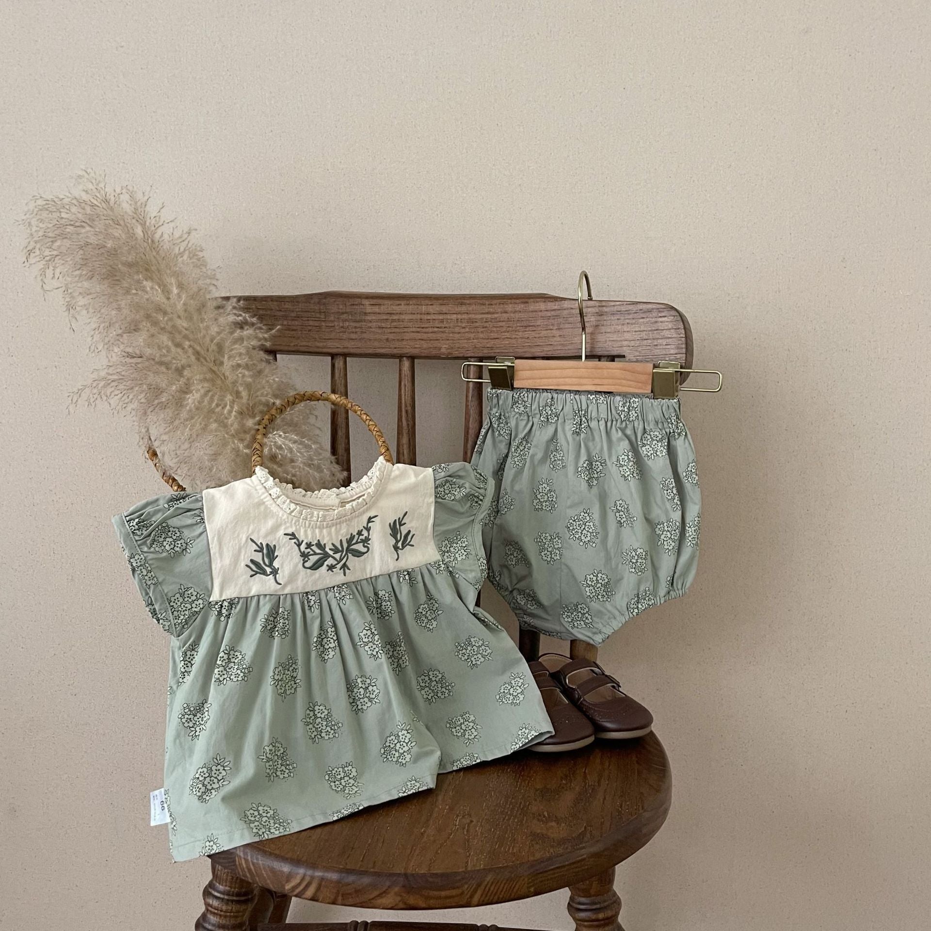 【BABY】春、夏グリーンツーピース 花柄セットアップ CawaKomostore