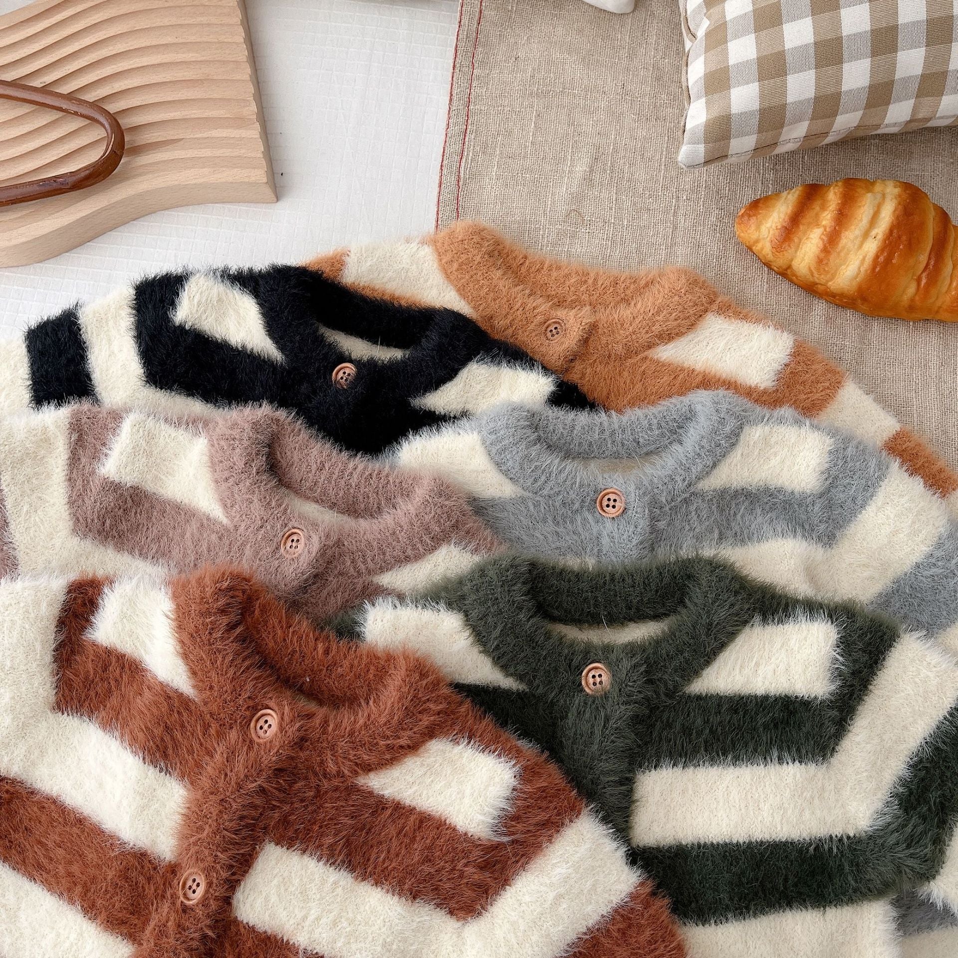 【BABY】ふさふわビックボーダーカバーオール ! CawaKomostore