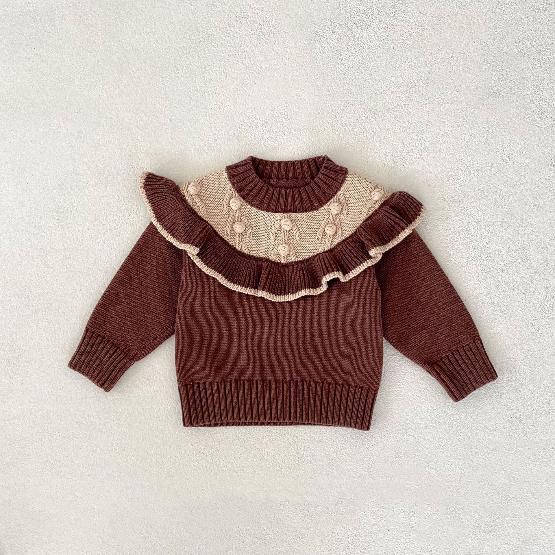 【BABY】ラウンドラペルフリルポンポンニット CawaKomostore