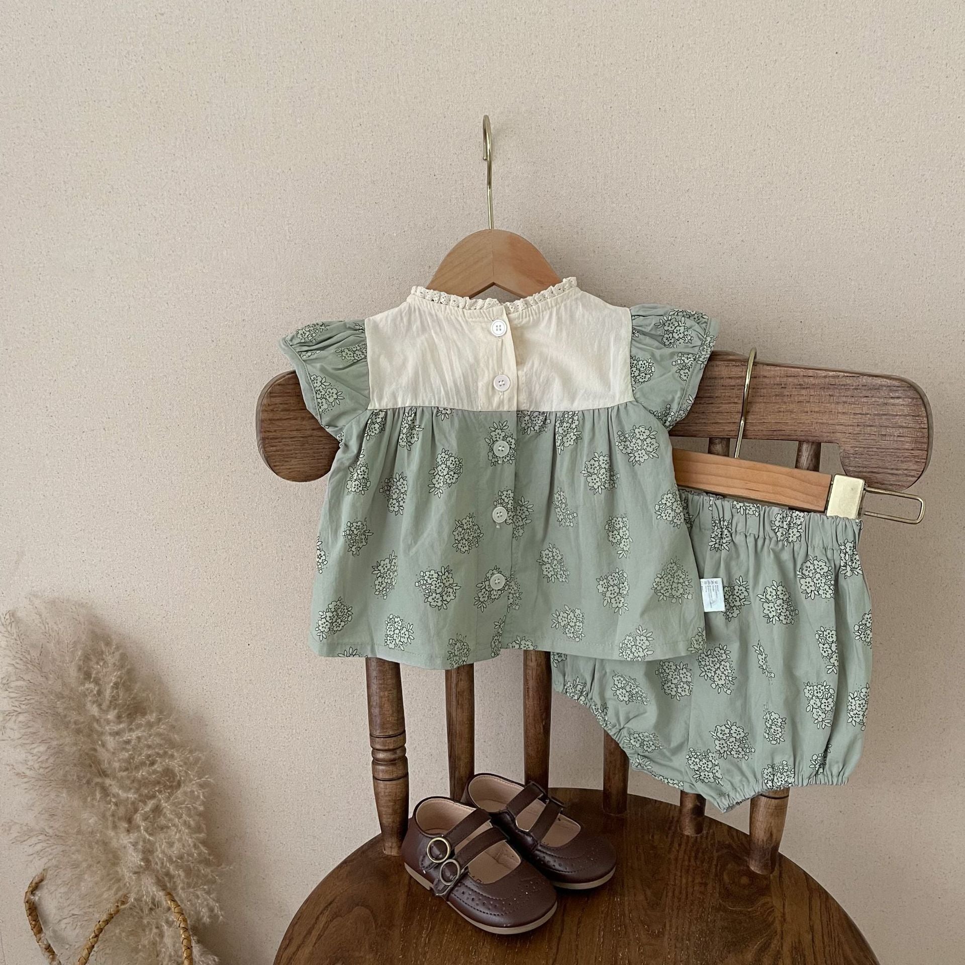 【BABY】春、夏グリーンツーピース 花柄セットアップ CawaKomostore