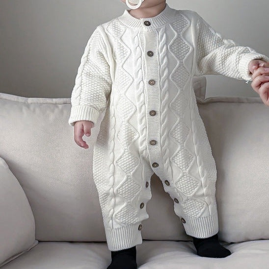 【BABY】ふんわり暖かケーブルニットカバーオール CawaKomostore