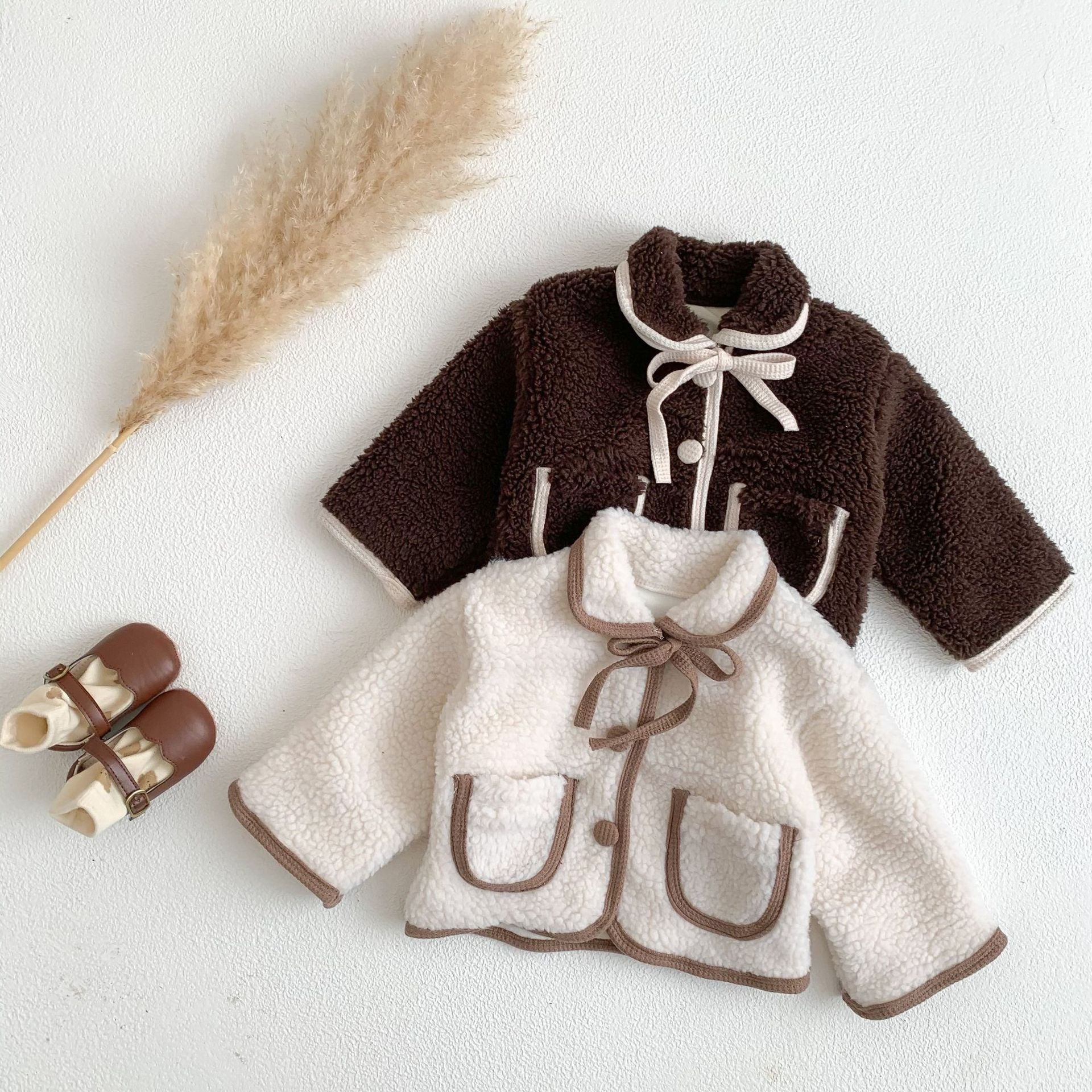 【BABY】襟付きボアアウター（Brown / Off White） CawaKomostore