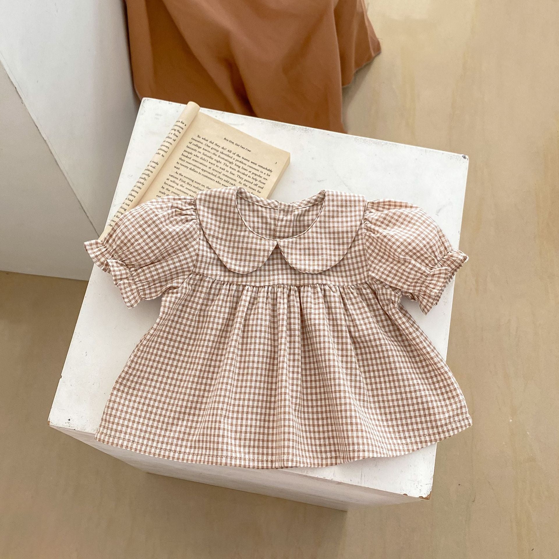 【BABY】パフスリーブチューリップ柄 /チェック柄 セットアップ CawaKomostore