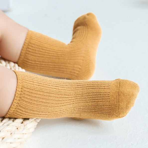 【BABY】3pcsシンプルクルーソックス (組み合わせ6種類) CawaKomostore