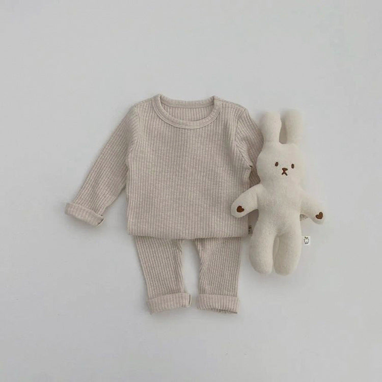 【BABY】くすみカラーコットンリブセットアップ CawaKomostore