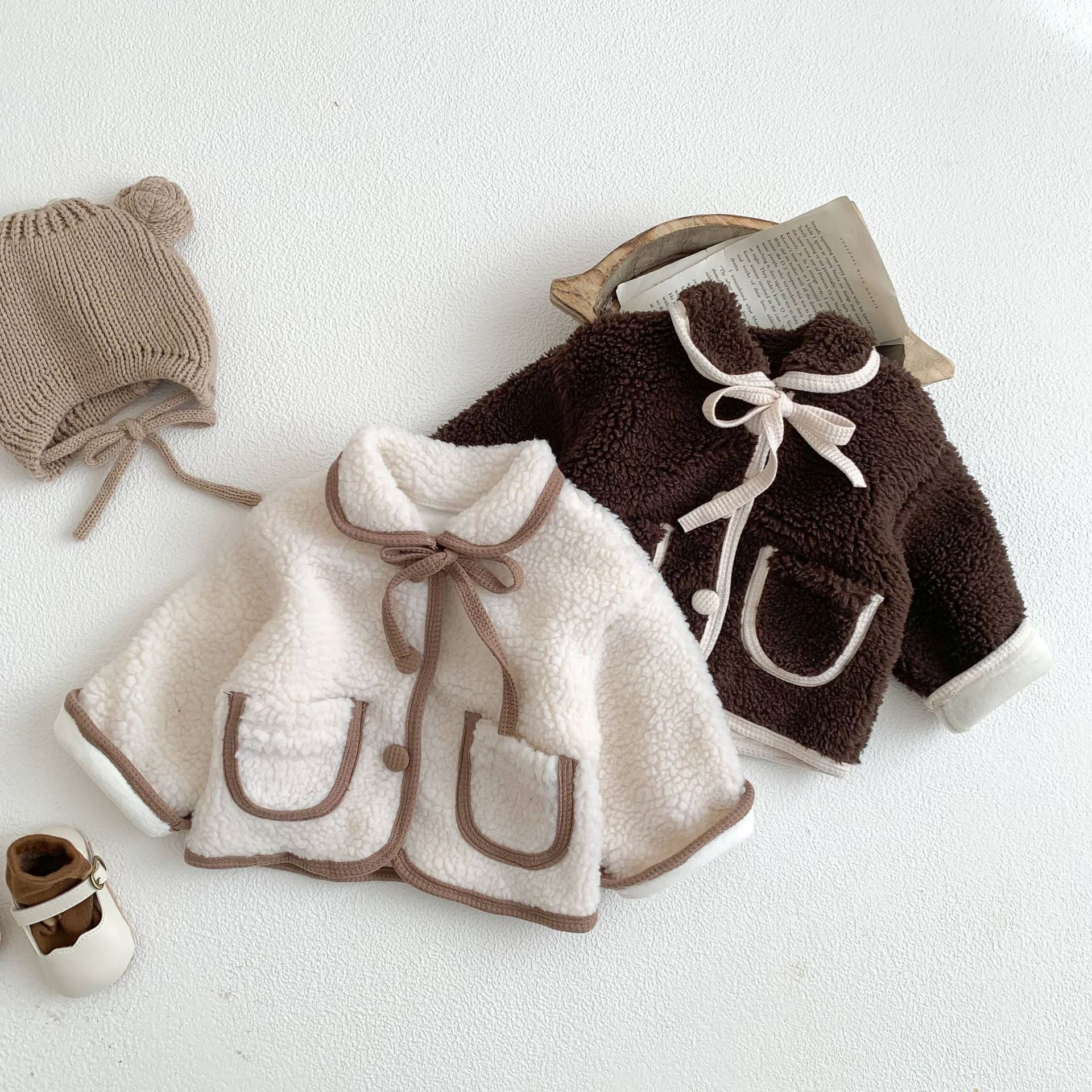 【BABY】襟付きボアアウター（Brown / Off White） CawaKomostore