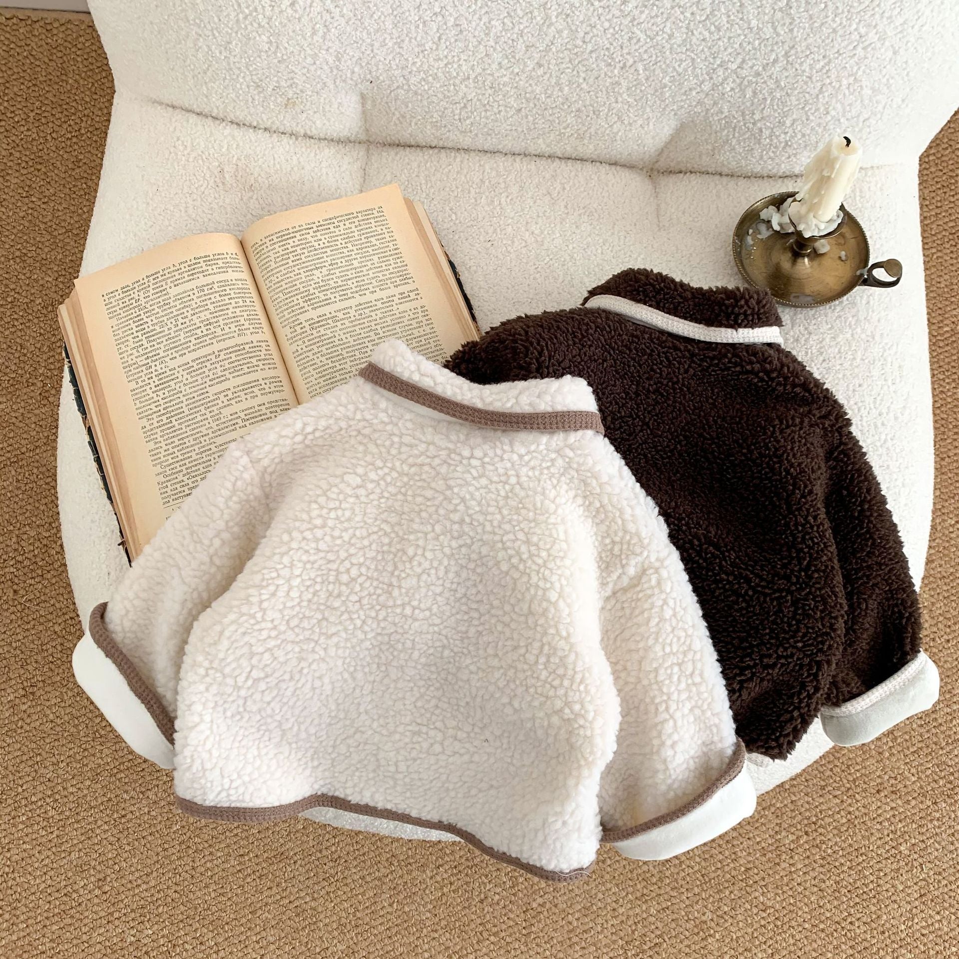 【BABY】襟付きボアアウター（Brown / Off White） CawaKomostore