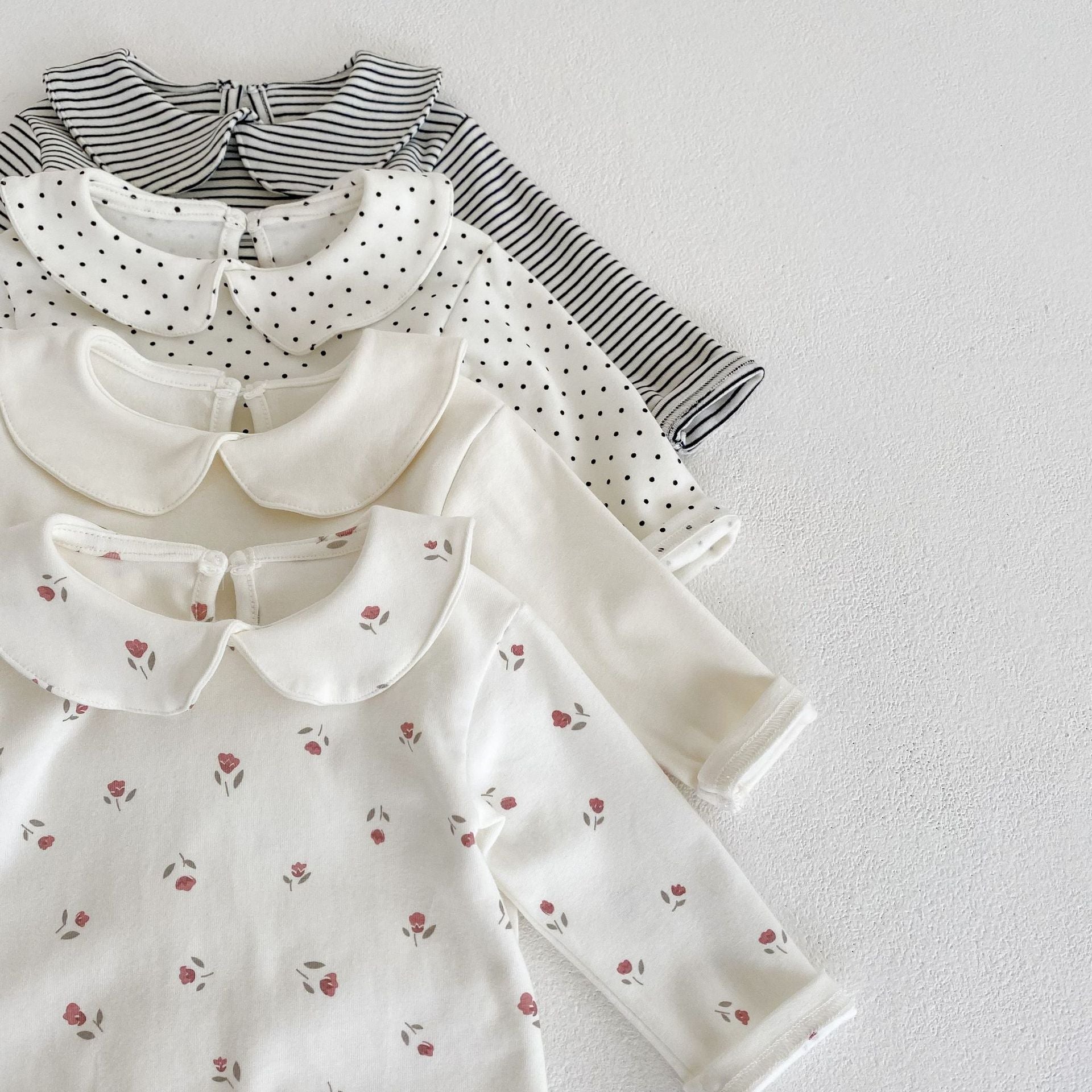 【BABY】丸襟ロングスリーブロンパース（4style） CawaKomostore