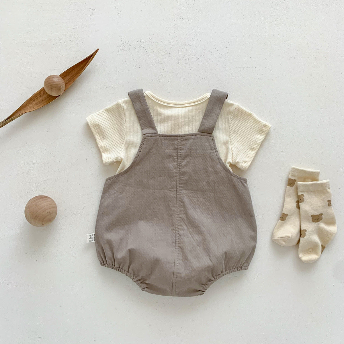 【BABY】くまワッペンサロペット ＆ リブトップス CawaKomostore