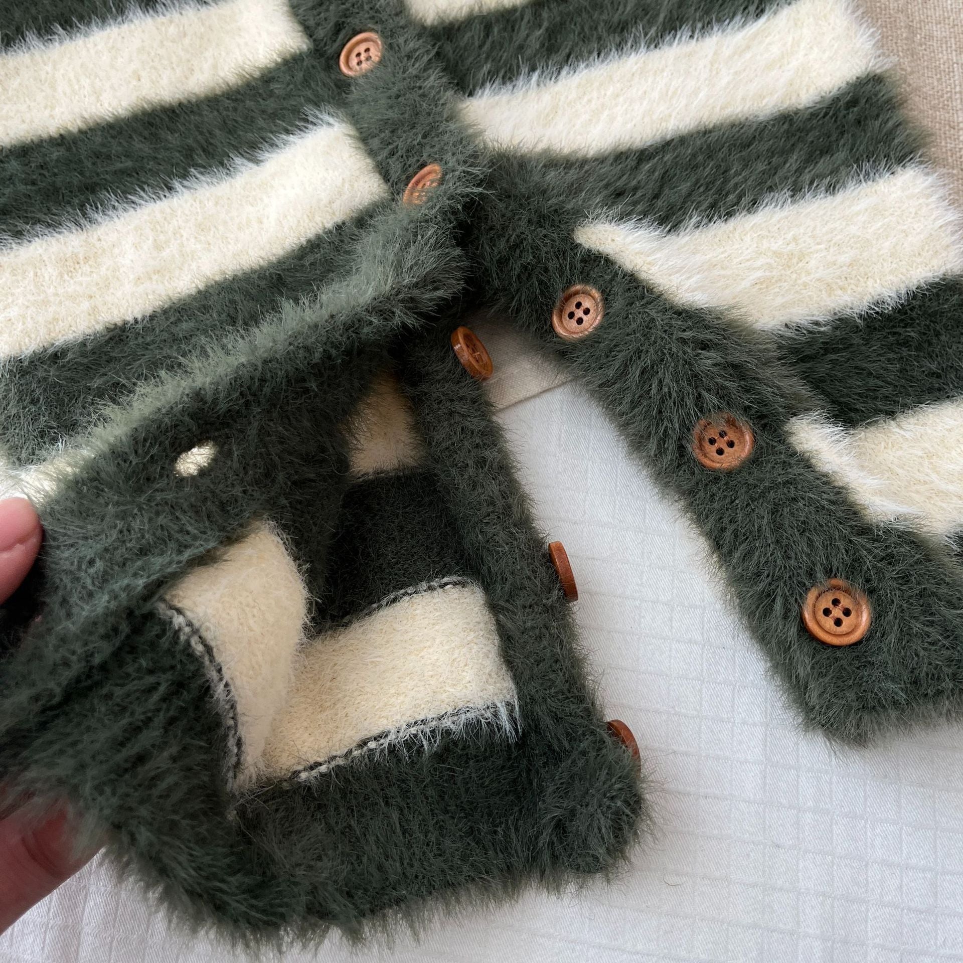 【BABY】ふさふわビックボーダーカバーオール ! CawaKomostore