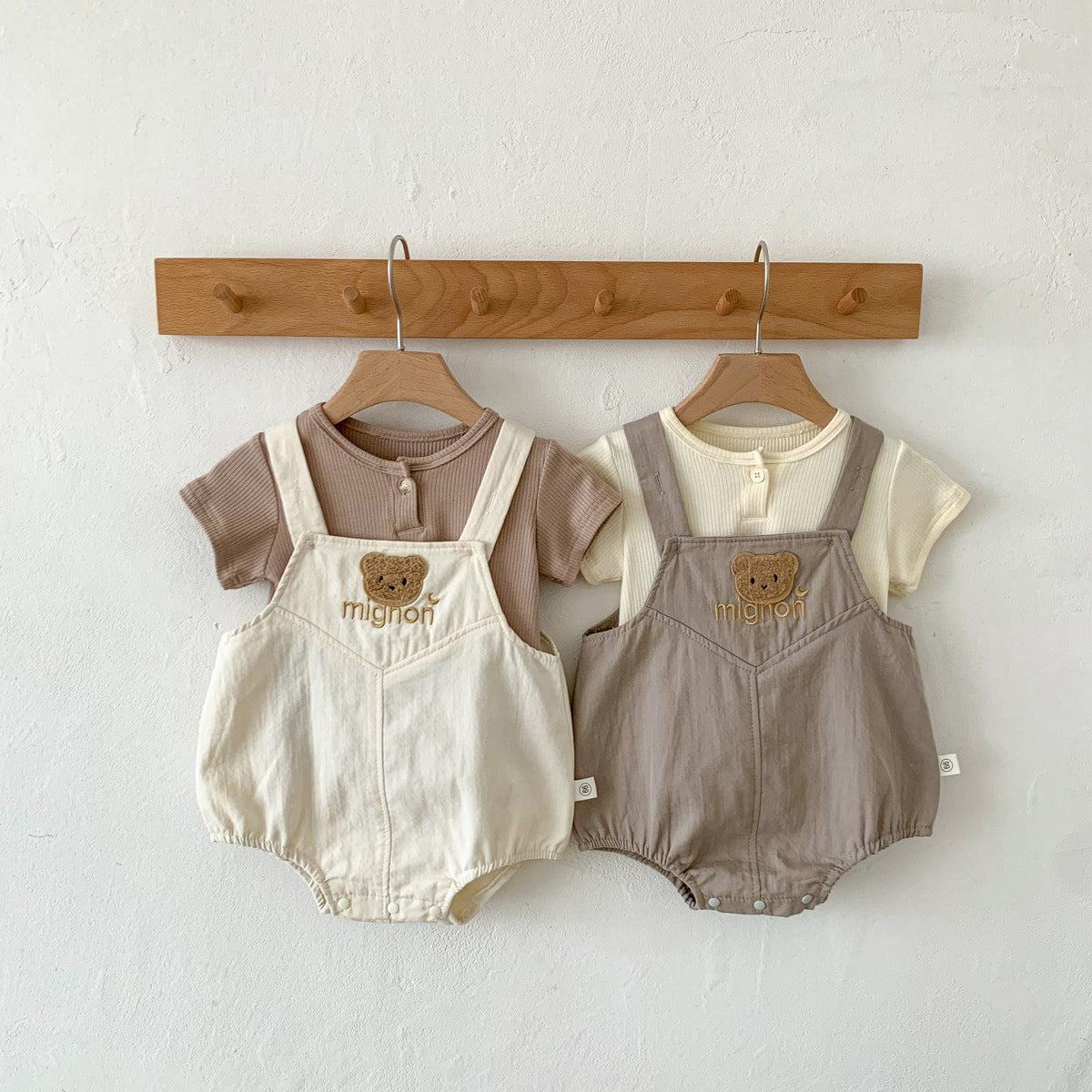 【BABY】くまワッペンサロペット ＆ リブトップス CawaKomostore