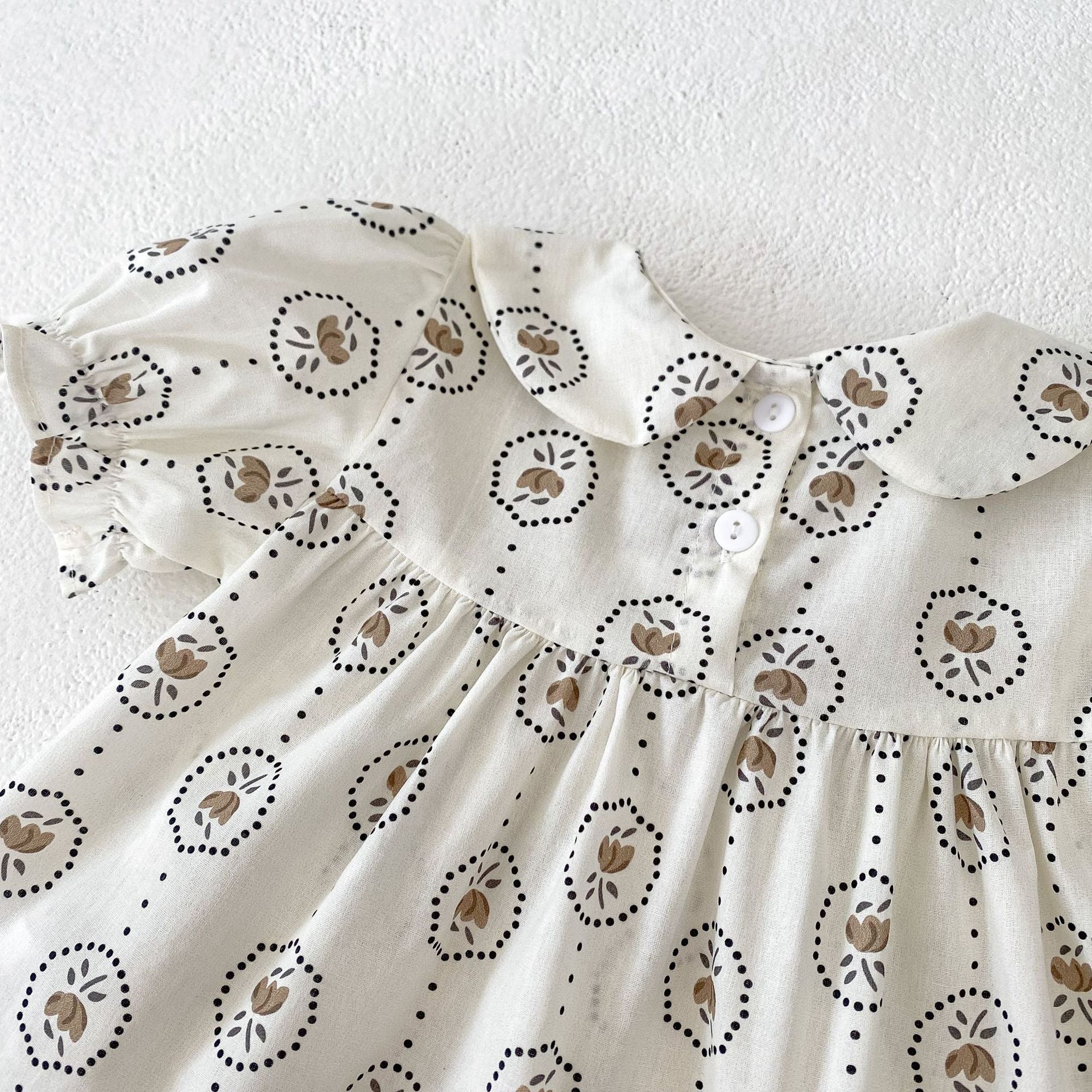 【BABY】パフスリーブチューリップ柄 /チェック柄 セットアップ CawaKomostore