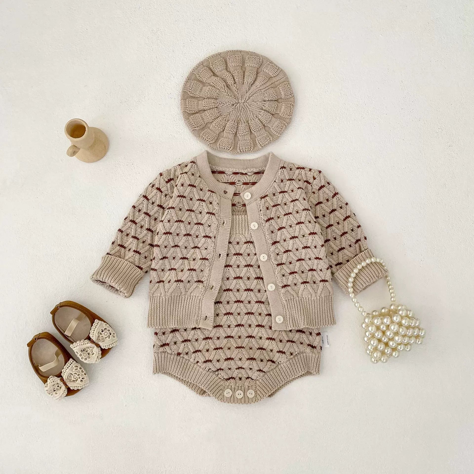 【BABY】ナチュラルニットカーディガン/サロペット