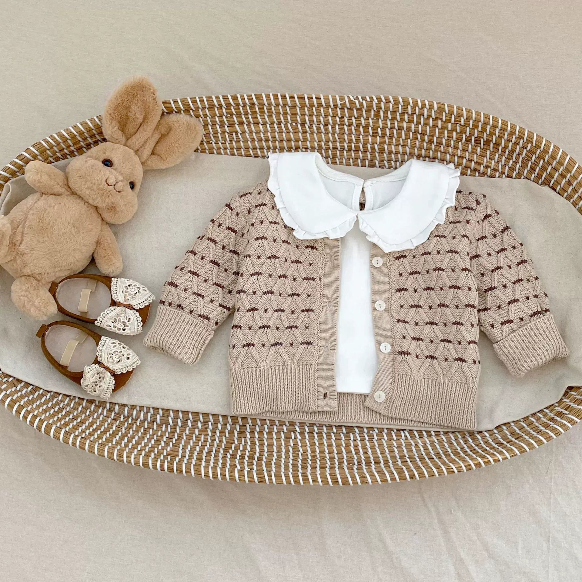 【BABY】ナチュラルニットカーディガン/サロペット