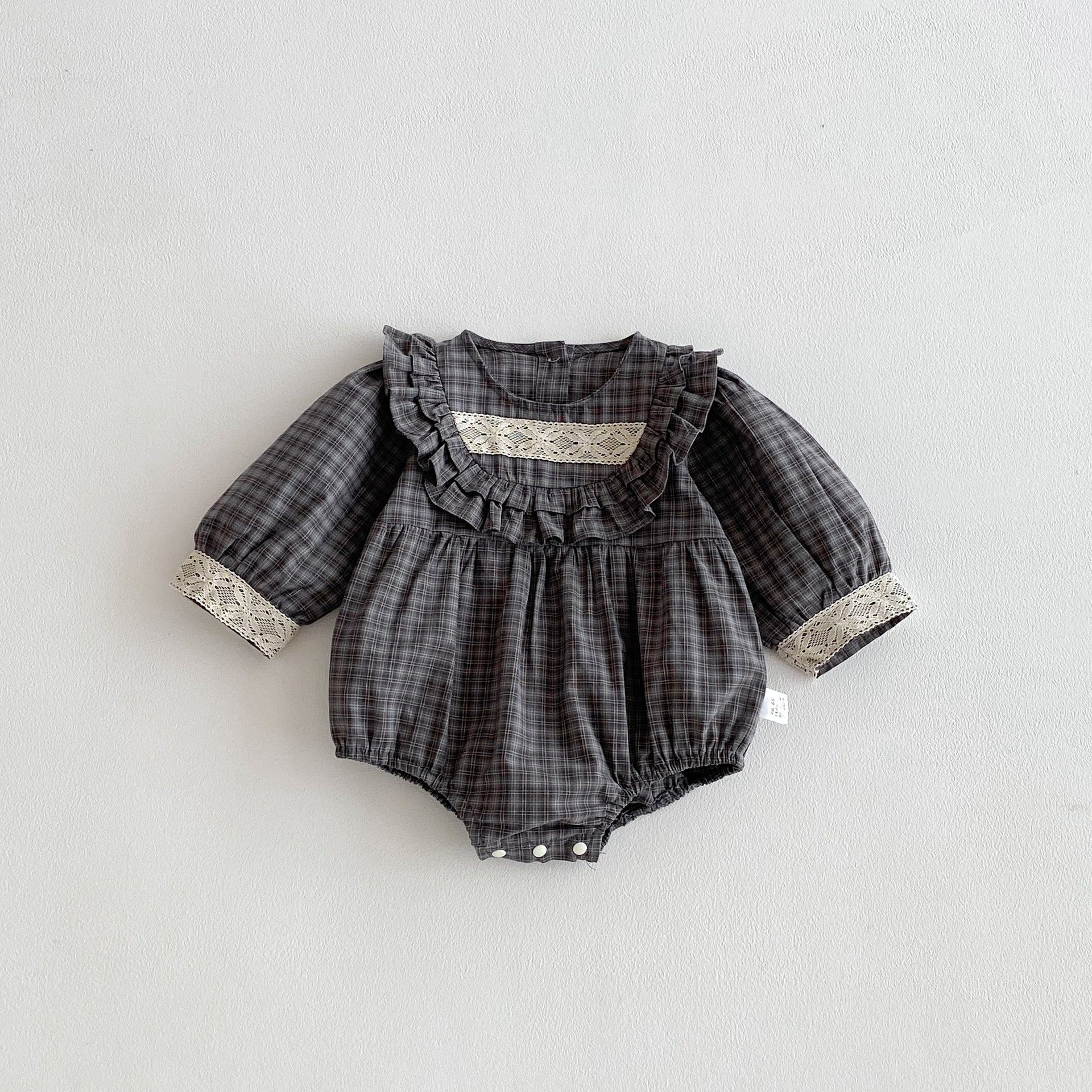 【BABY】グレーチェックレースチェック
