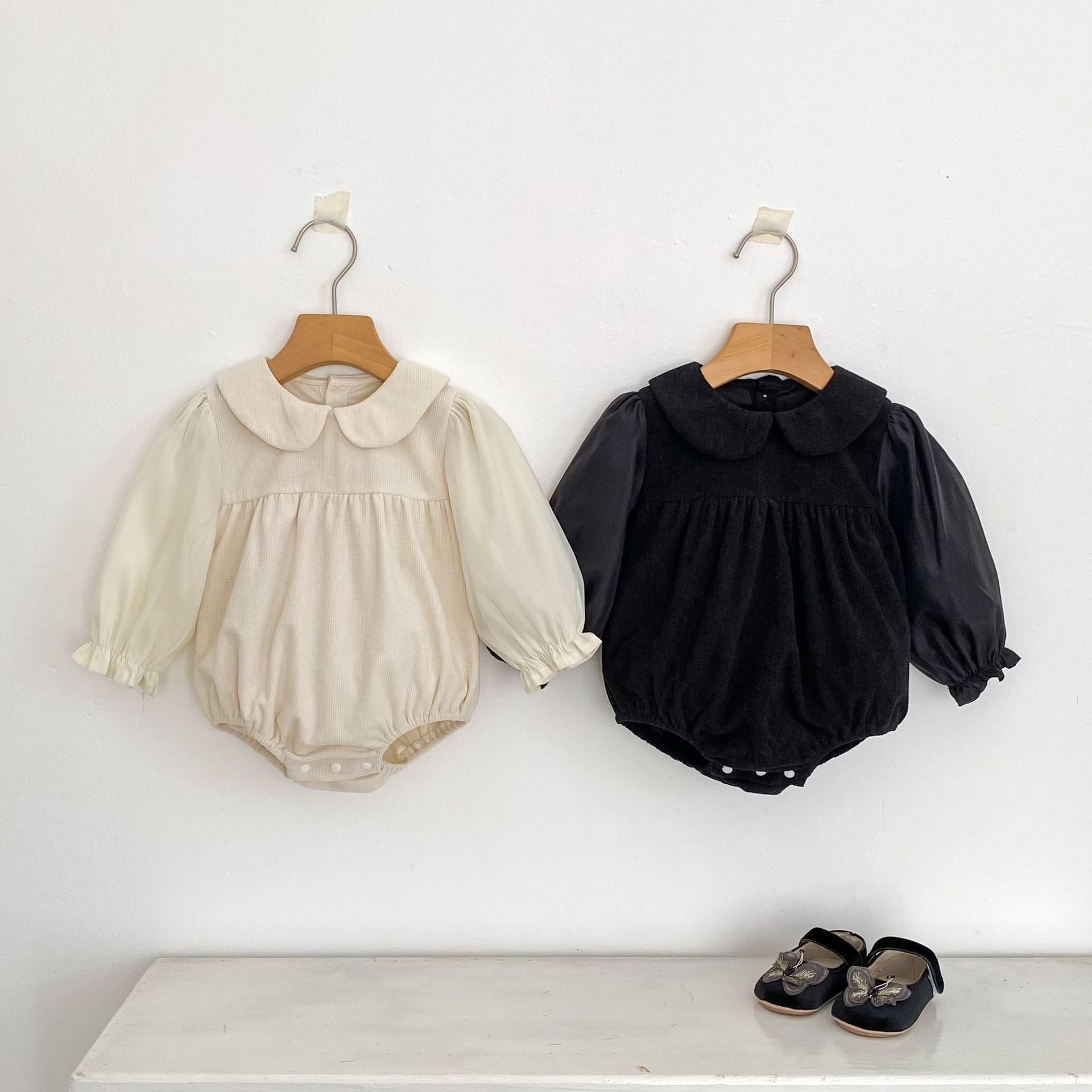 【BABY】ヴィンテージワンカラーロンパース（2色展開）