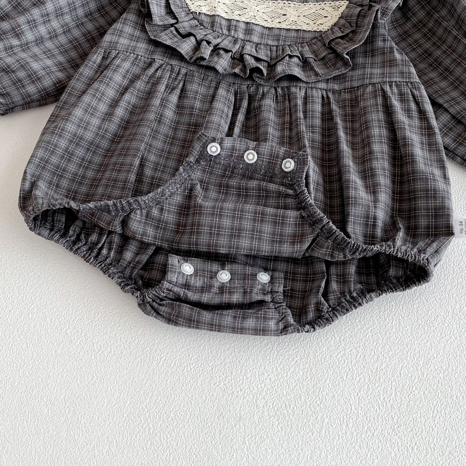 【BABY】グレーチェックレースチェック