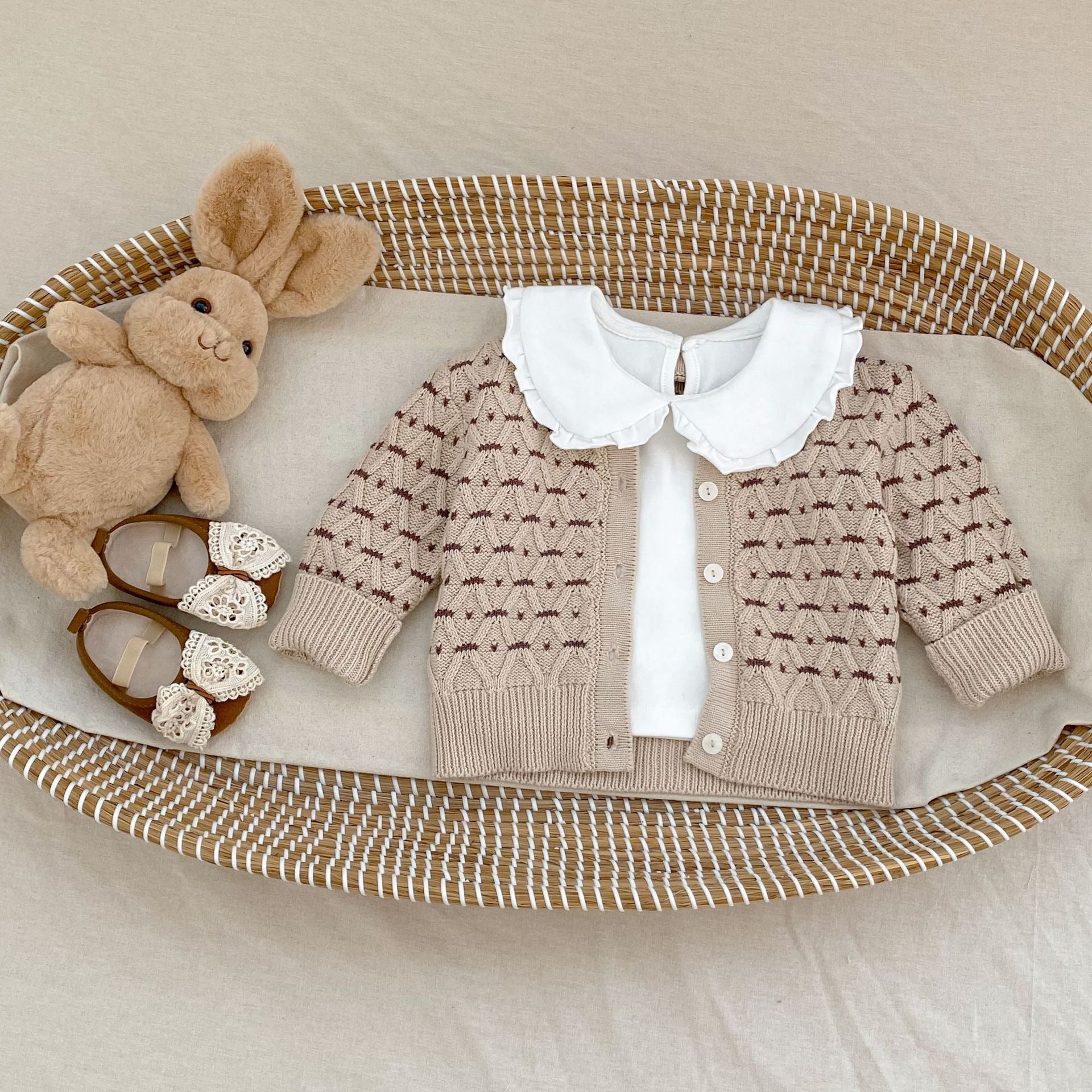 【BABY】ナチュラルニットカーディガン/サロペット