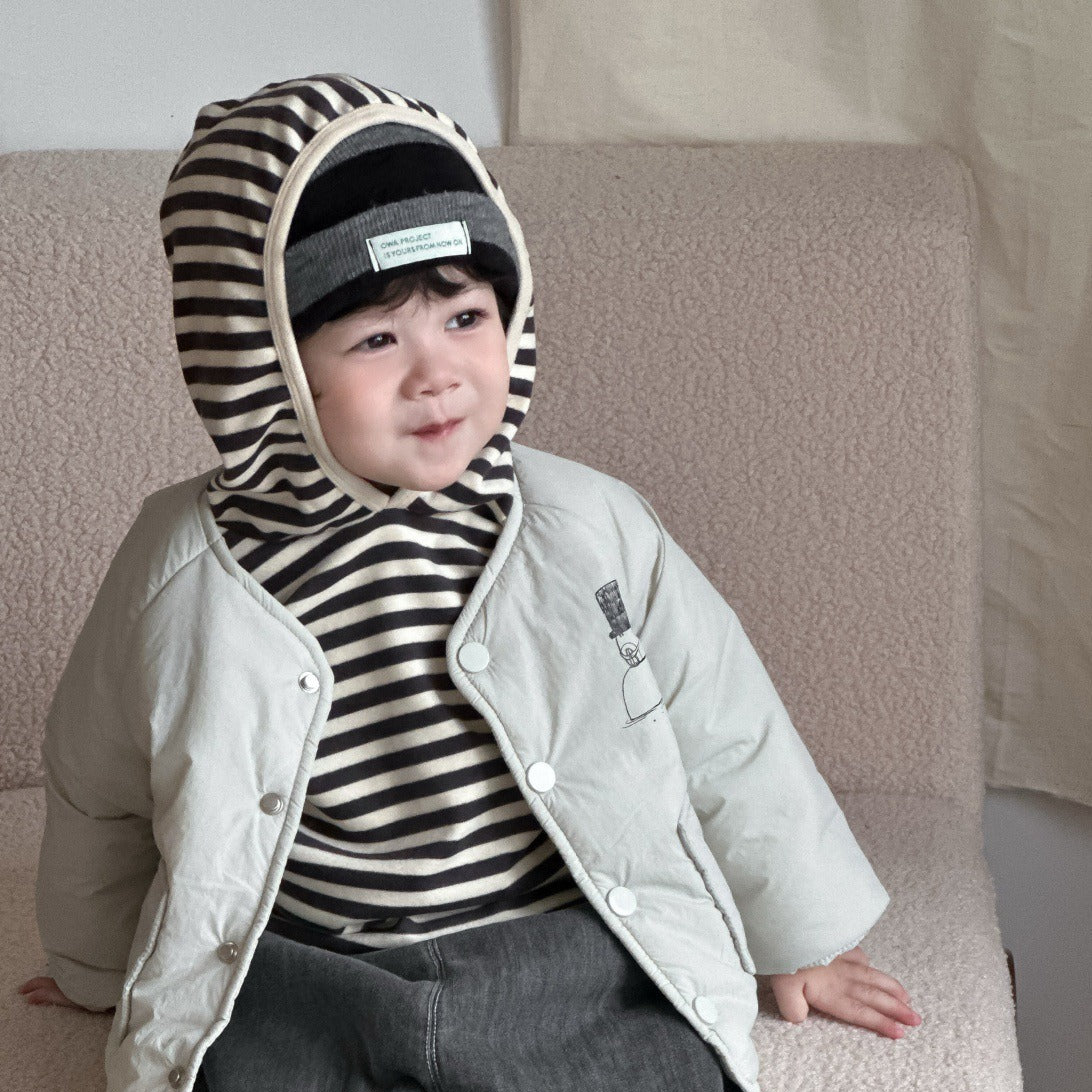 【BABY】ボーダーフードパーカー/スノーマン中綿ジャケット