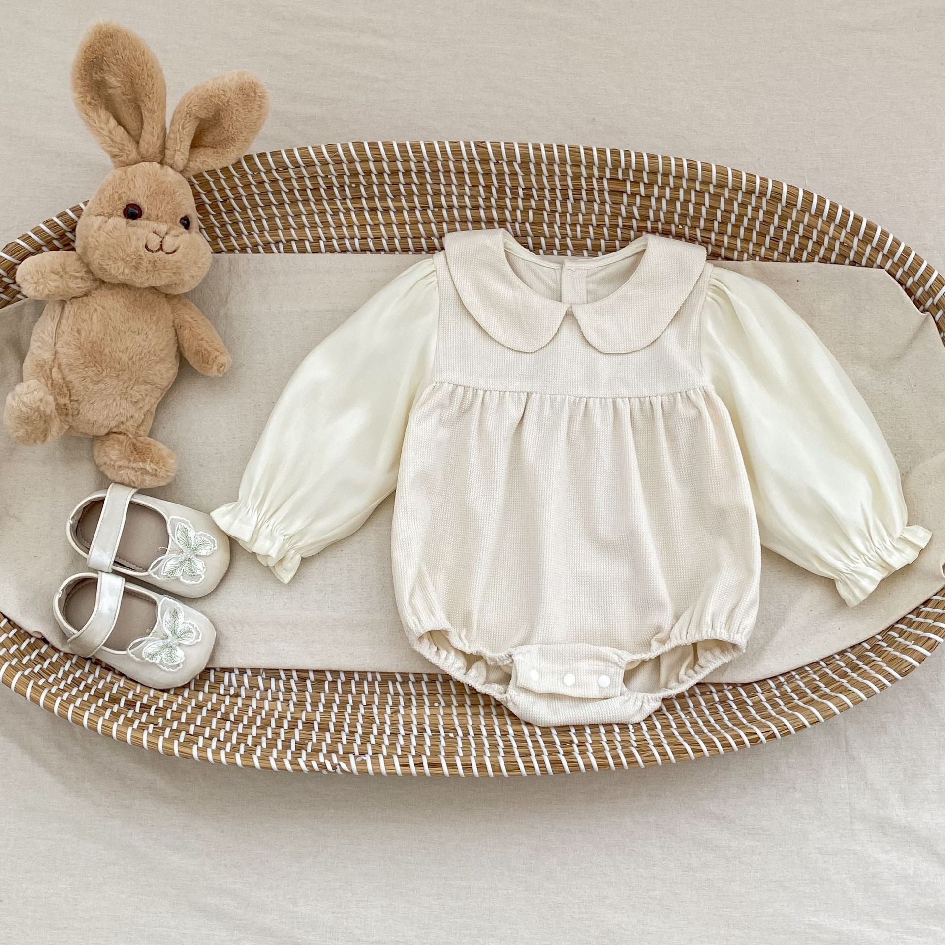 【BABY】ヴィンテージワンカラーロンパース（2色展開）