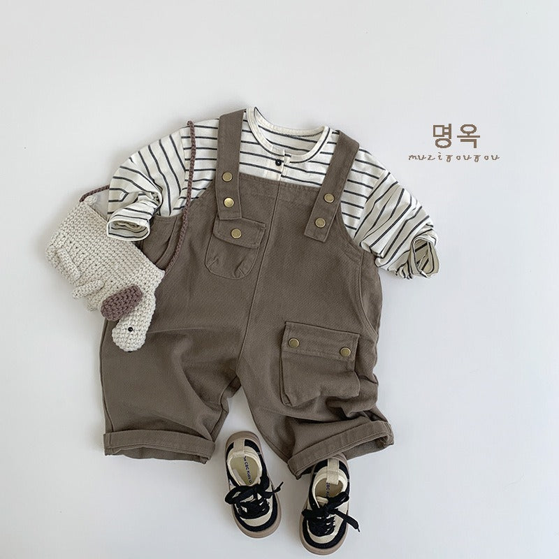 【BABY】ナチュラルボーダーヘンリーネックロンT