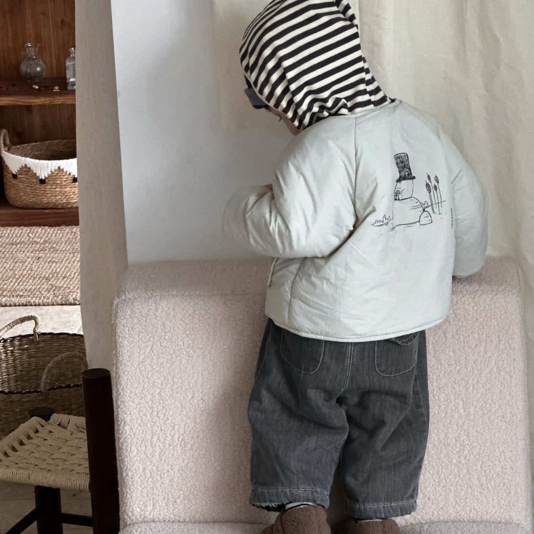 【BABY】ボーダーフードパーカー/スノーマン中綿ジャケット