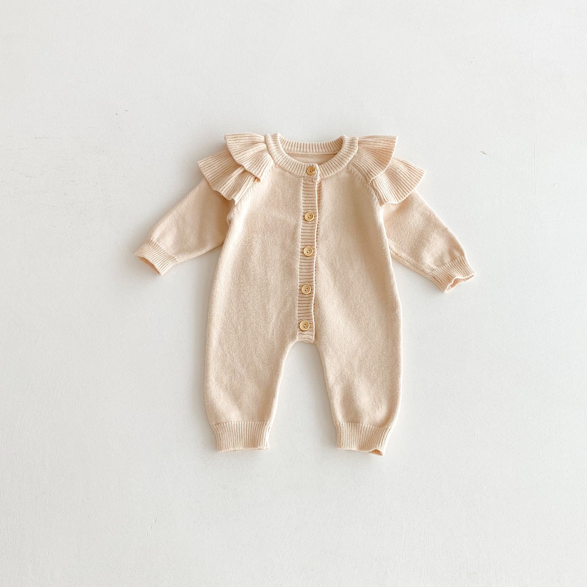 【BABY】フリルショルダーニットカバーオール