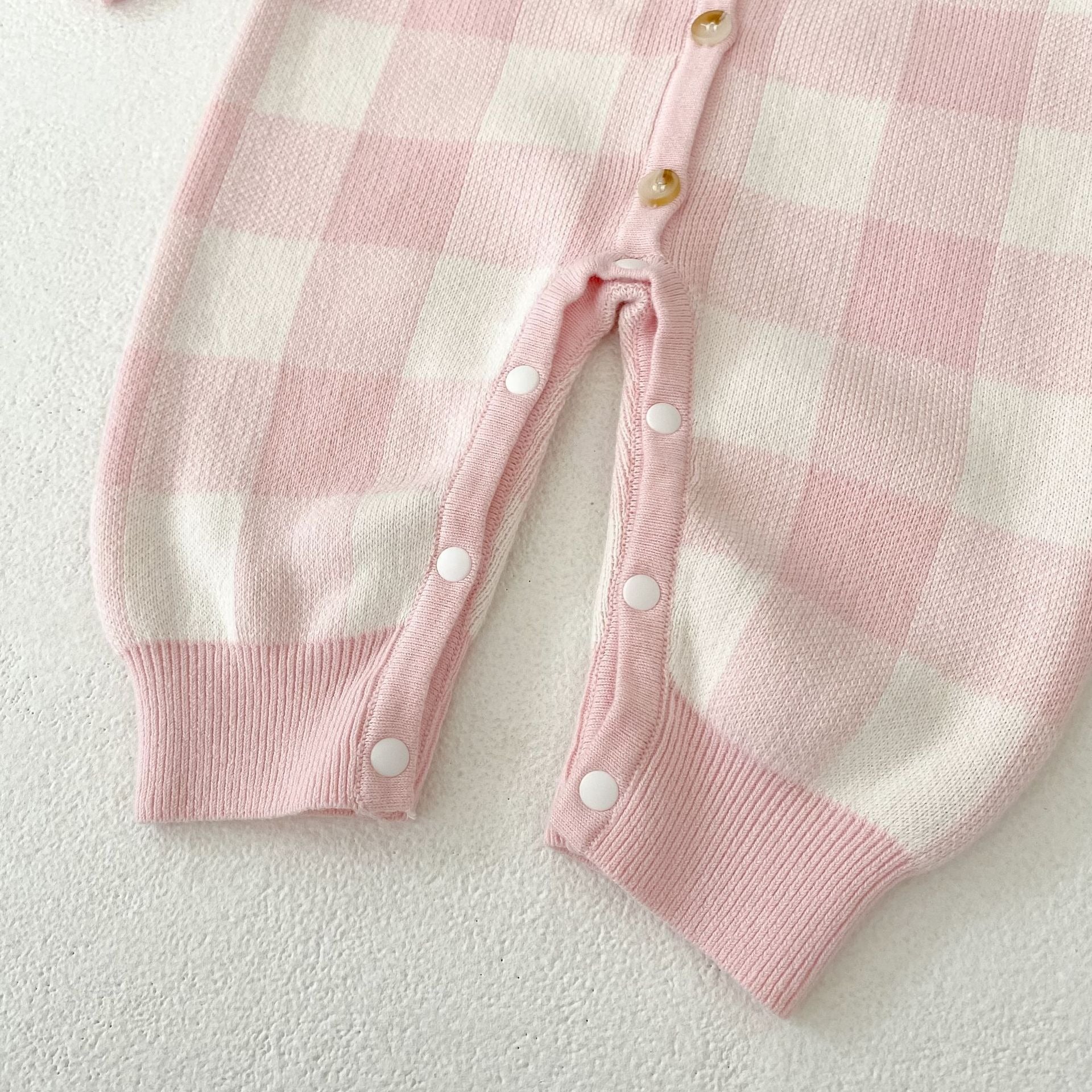 【BABY】チェック柄ニットカバーオール