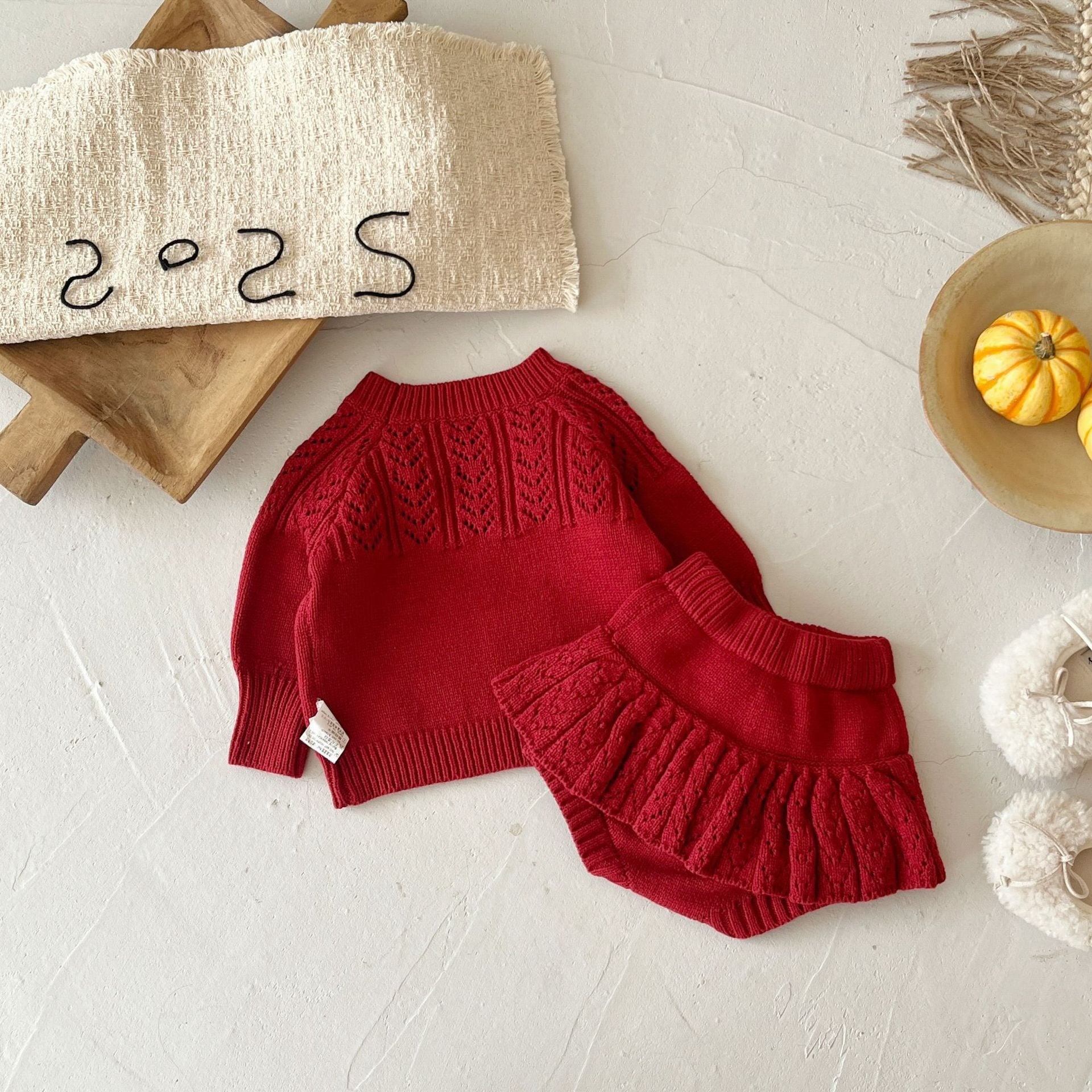 【BABY】ぽんぽんニットセーター＆ブルマ
