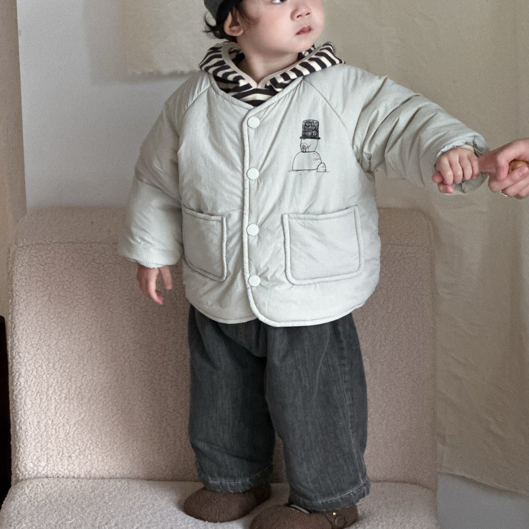 【BABY】ボーダーフードパーカー/スノーマン中綿ジャケット