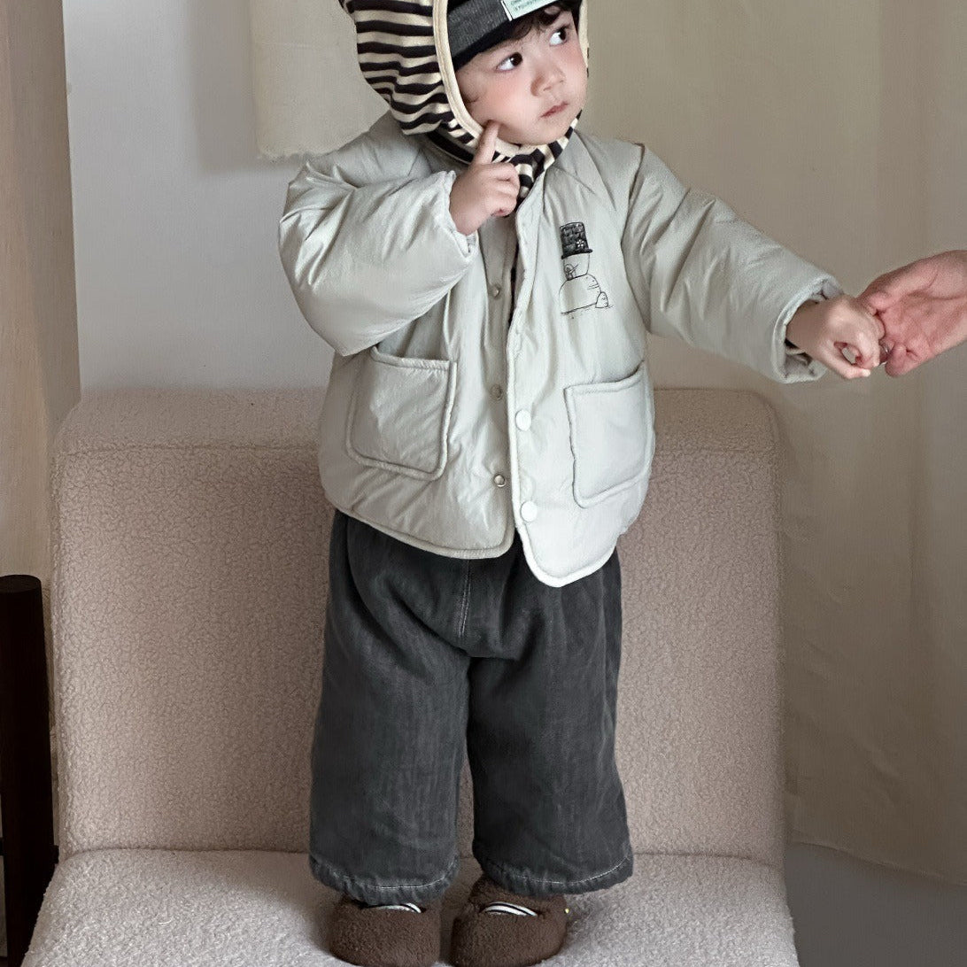 【BABY】ボーダーフードパーカー/スノーマン中綿ジャケット