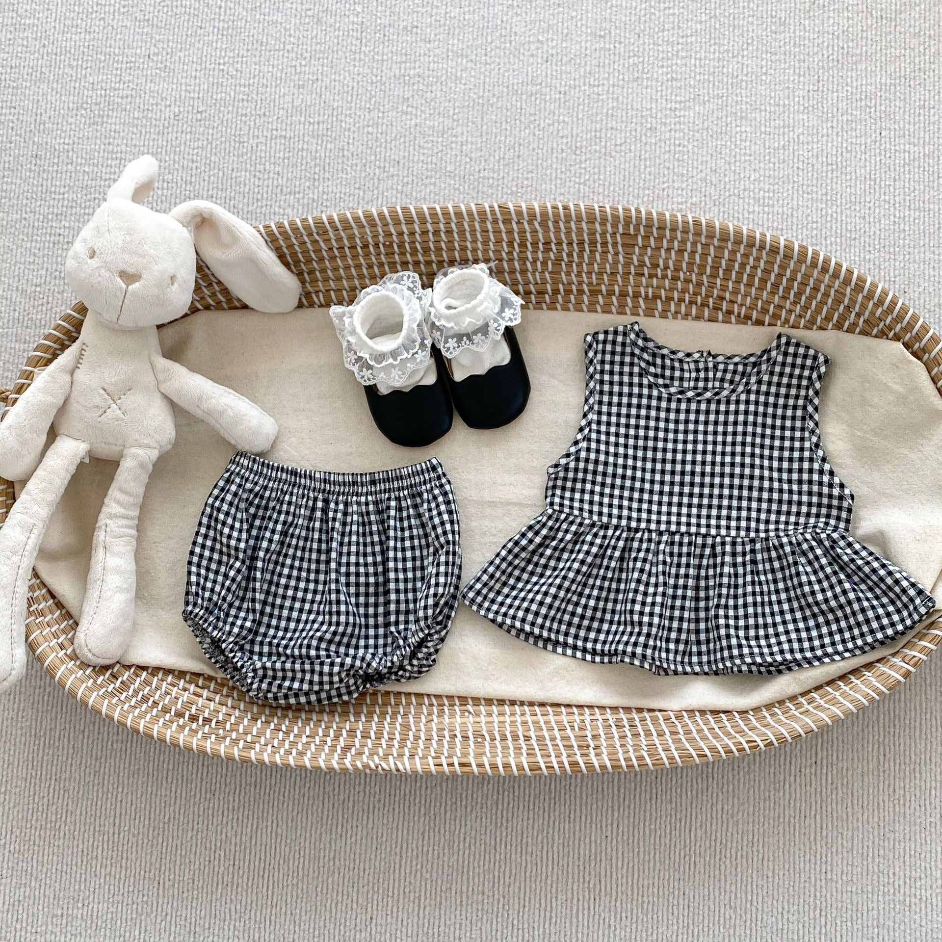 【BABY】夏ナチュラルセットアップ （チェック＆フラワー）