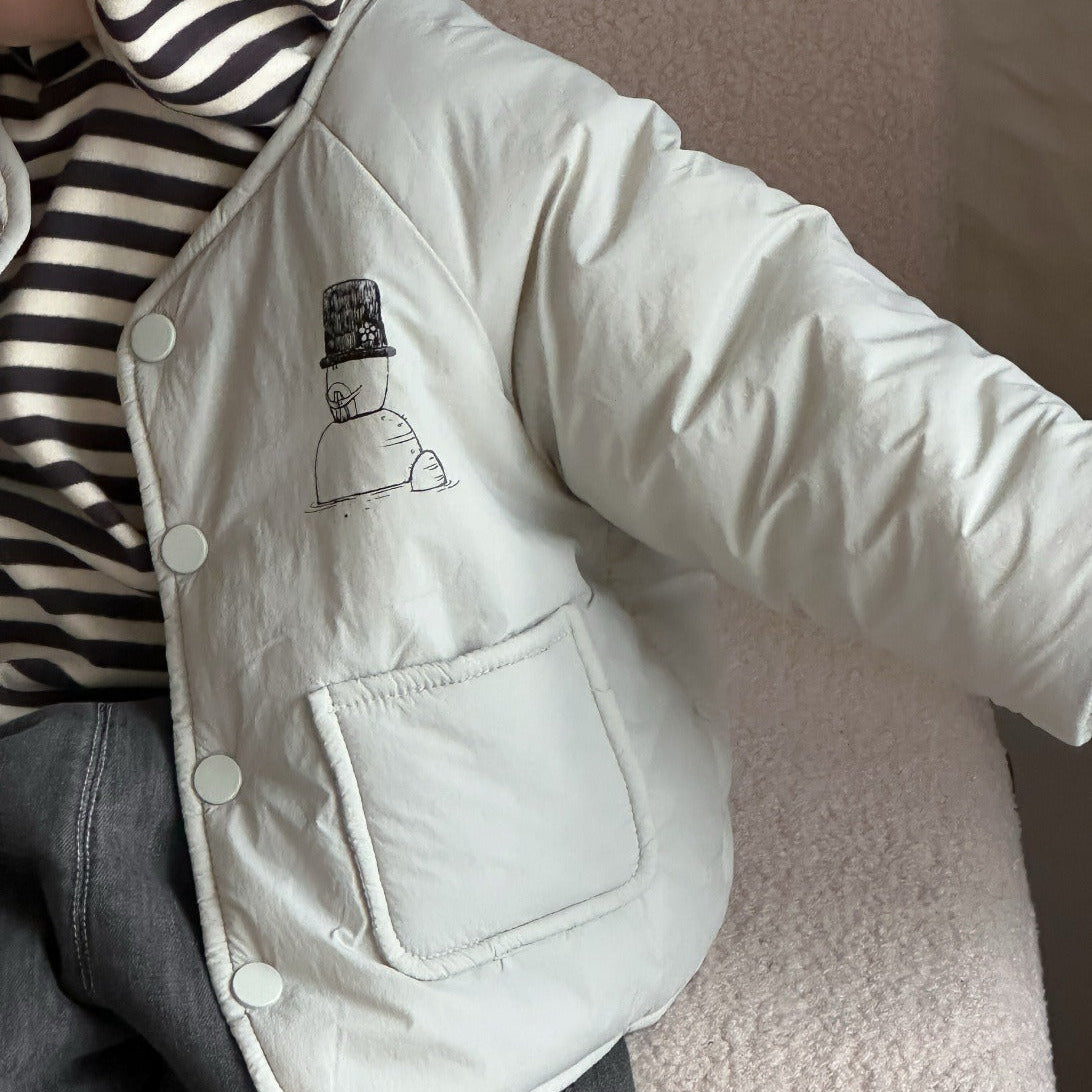 【BABY】ボーダーフードパーカー/スノーマン中綿ジャケット