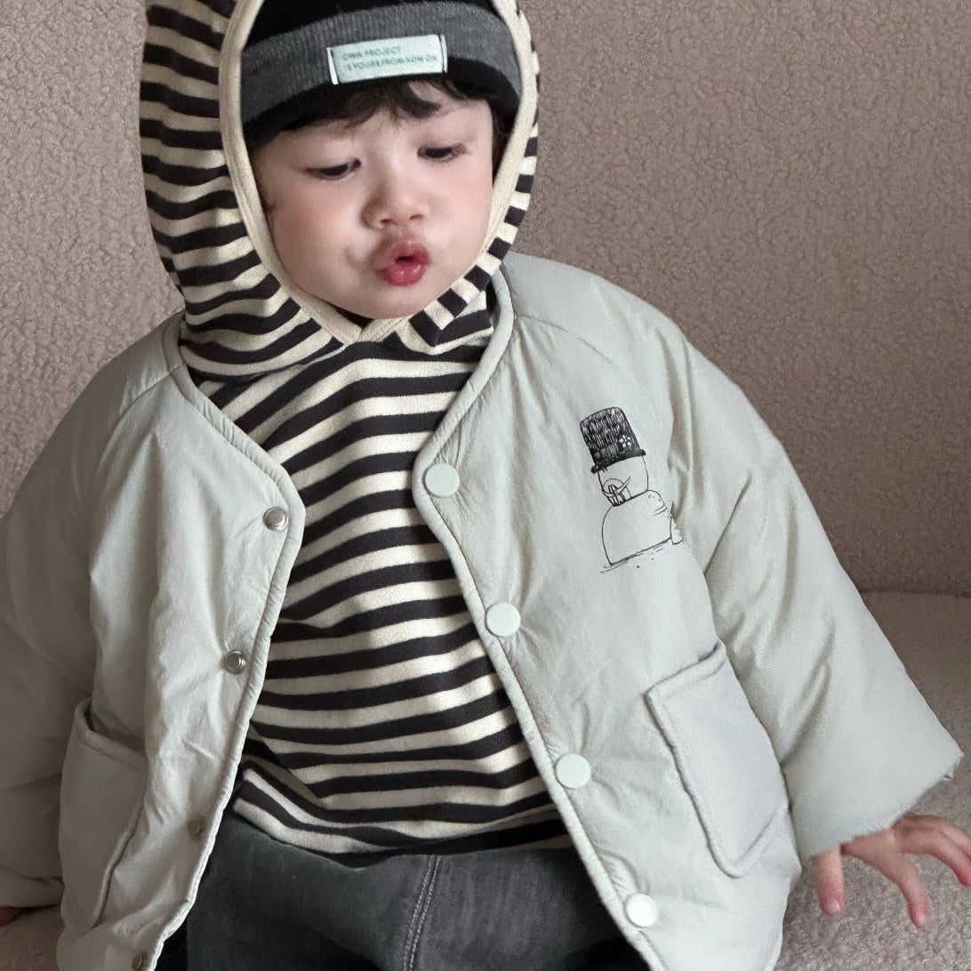 【BABY】ボーダーフードパーカー/スノーマン中綿ジャケット