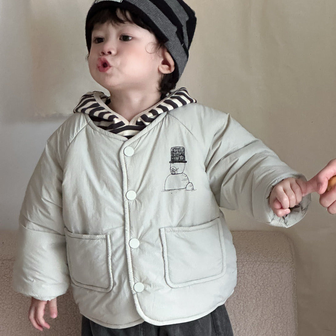 【BABY】ボーダーフードパーカー/スノーマン中綿ジャケット