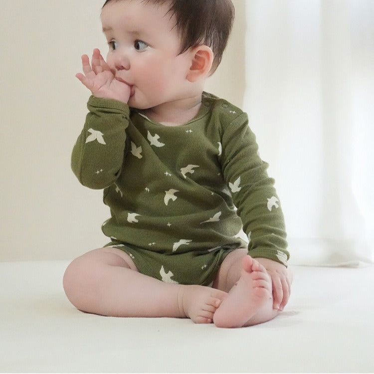 【BABY】3色・2柄の長袖ロンパース＆レギンス！秋の先取り