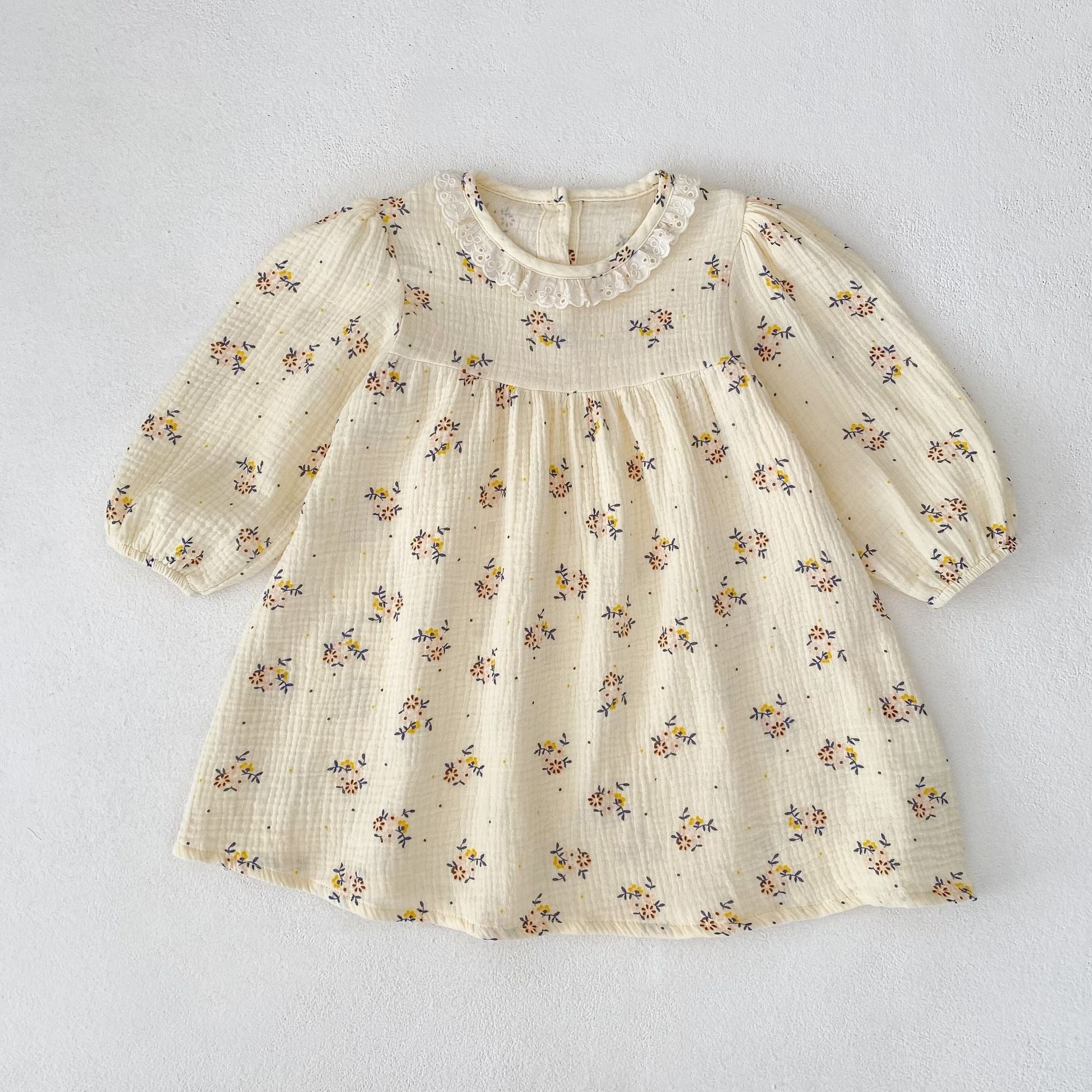 【BABY】小花柄ペアリング ロンパース/ワンピース（秋冬シーズン）