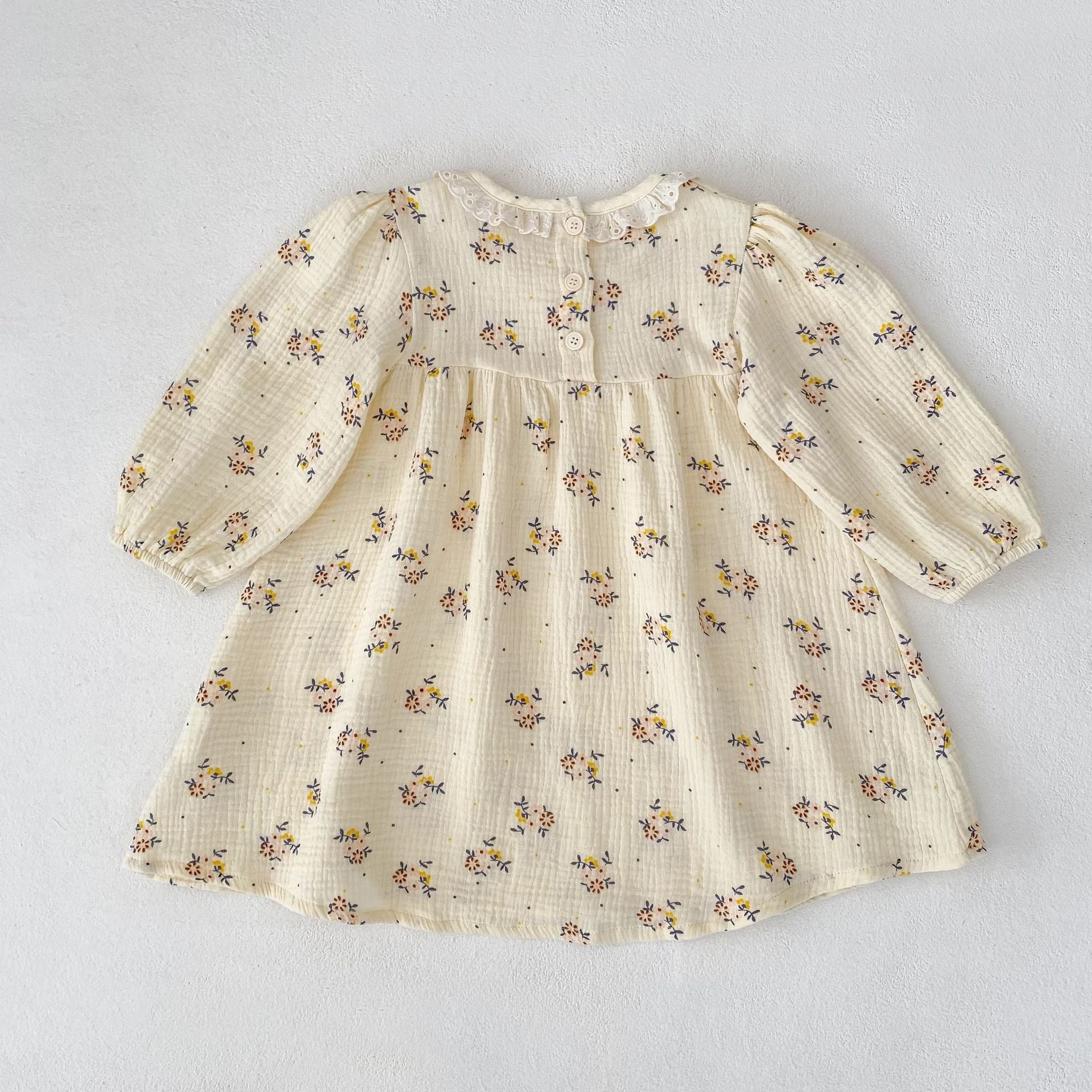 【BABY】小花柄ペアリング ロンパース/ワンピース（秋冬シーズン）