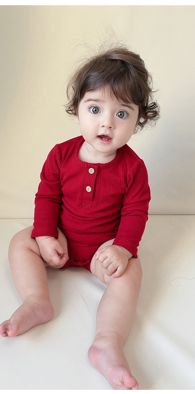 【BABY】ナチュラルボダンロンパース＆レギンスセット