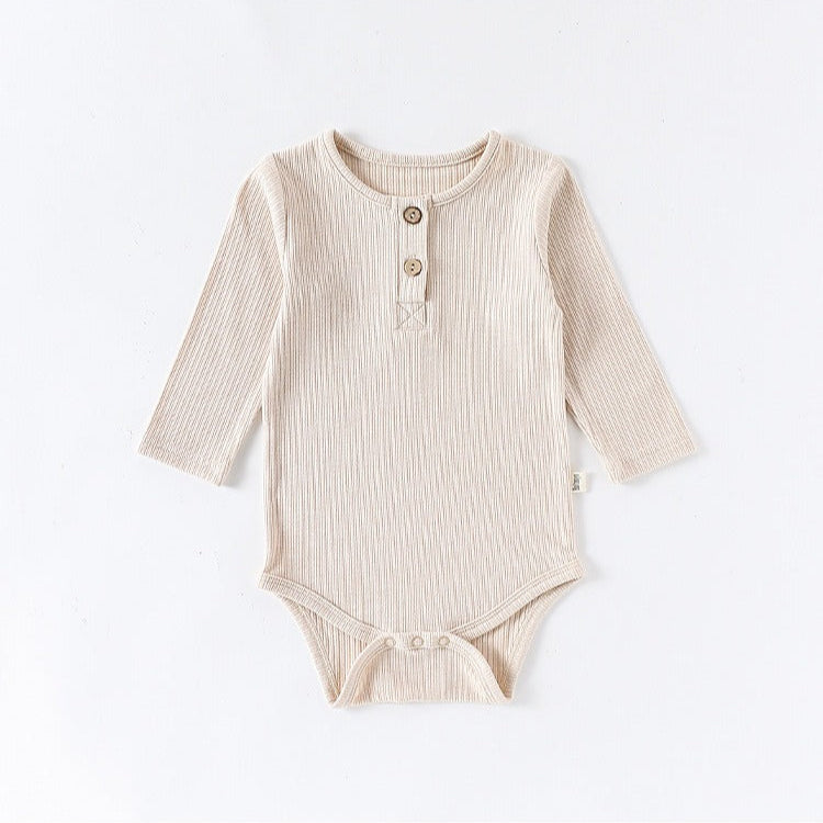 【BABY】ナチュラルボダンロンパース＆レギンスセット