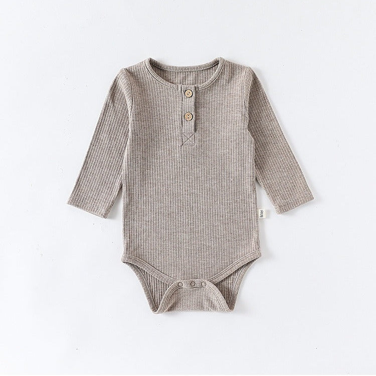 【BABY】ナチュラルボダンロンパース＆レギンスセット