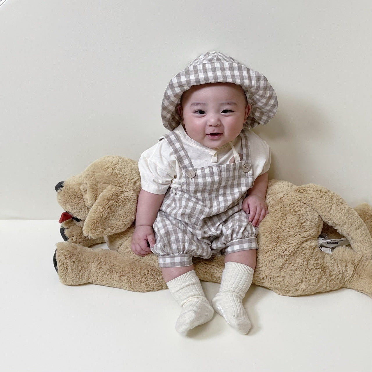 【BABY】デザインオーバーオールスリーピース(チェック柄＆ドット柄) CawaKomostore