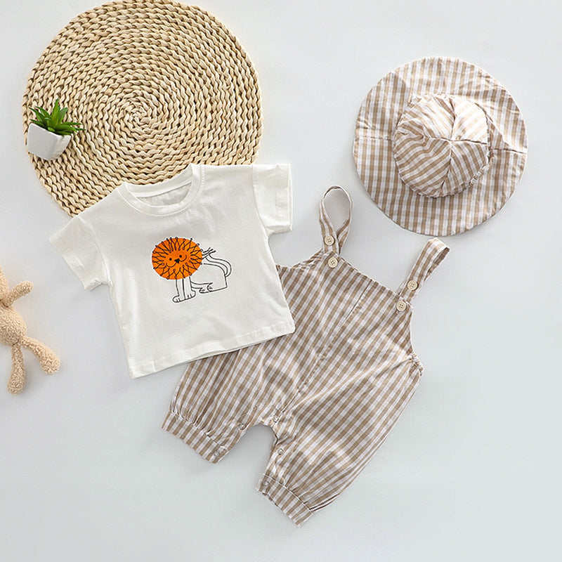 【BABY】デザインオーバーオールスリーピース(チェック柄＆ドット柄) CawaKomostore