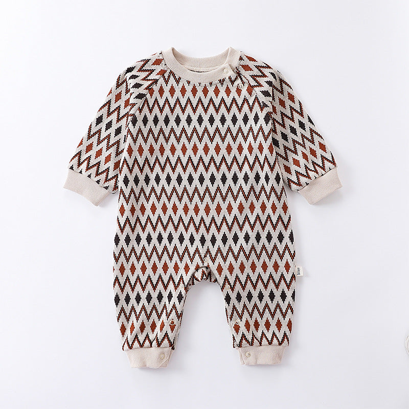 【BABY】アニマルかわいい総柄カバーオール(クマ＆菱柄) CawaKomostore